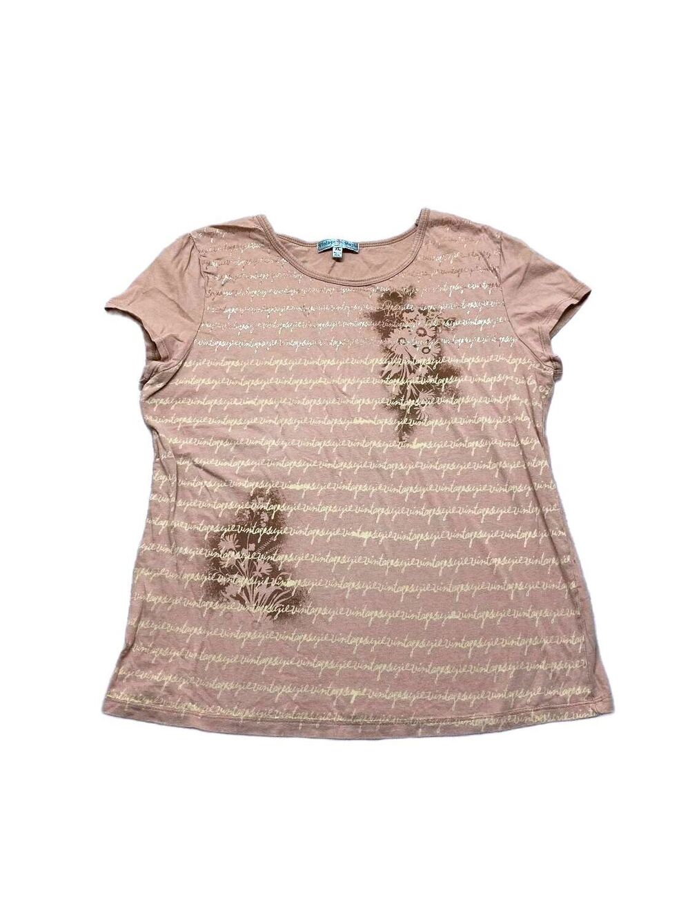 Vintage Suzie XL Pink Graphic Floral T-Shirt Made in USA